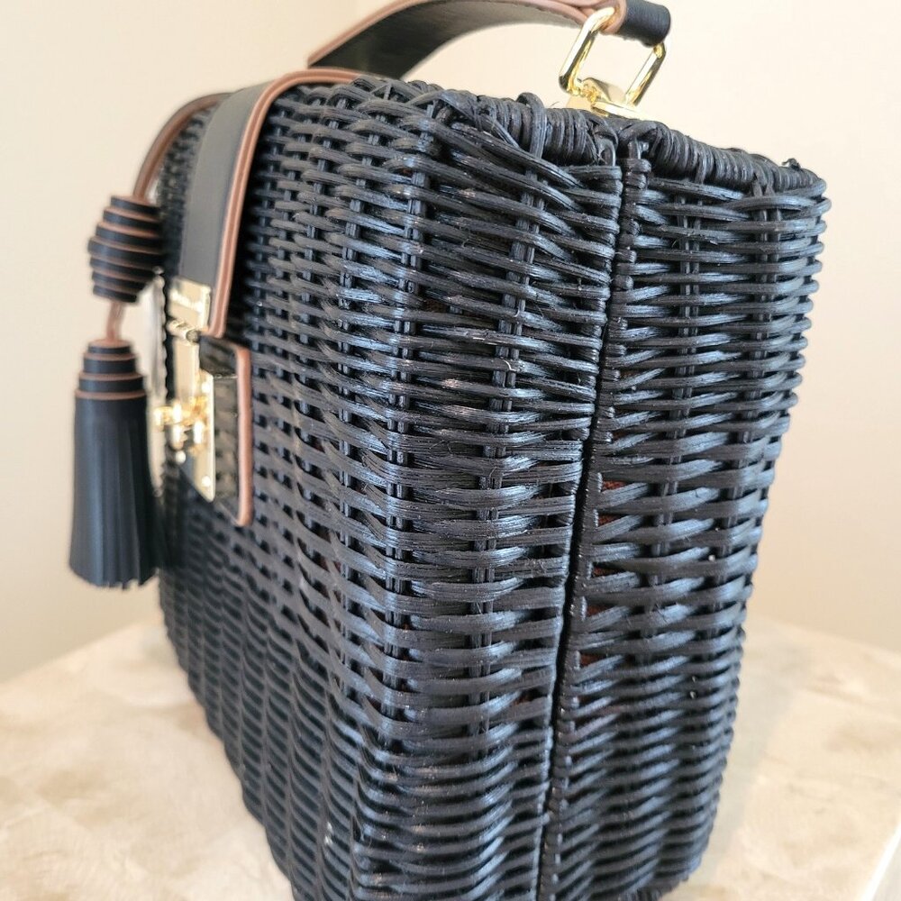 Spartina 449 Rattan Box Bag – Black – NWT - Picture 4 of 8